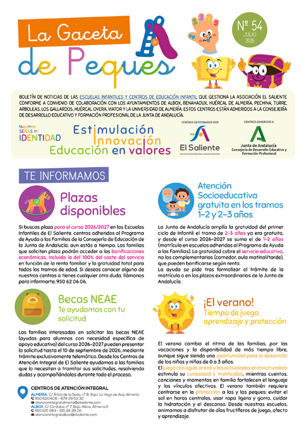 El Saliente: La Gaceta de los Peques. Número 54. Julio de 2026
