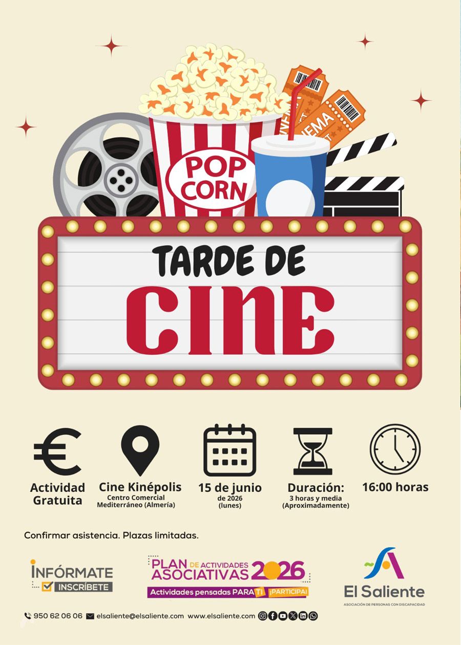 El Saliente actividades: Tarde de cine. 15 de junio de 2026