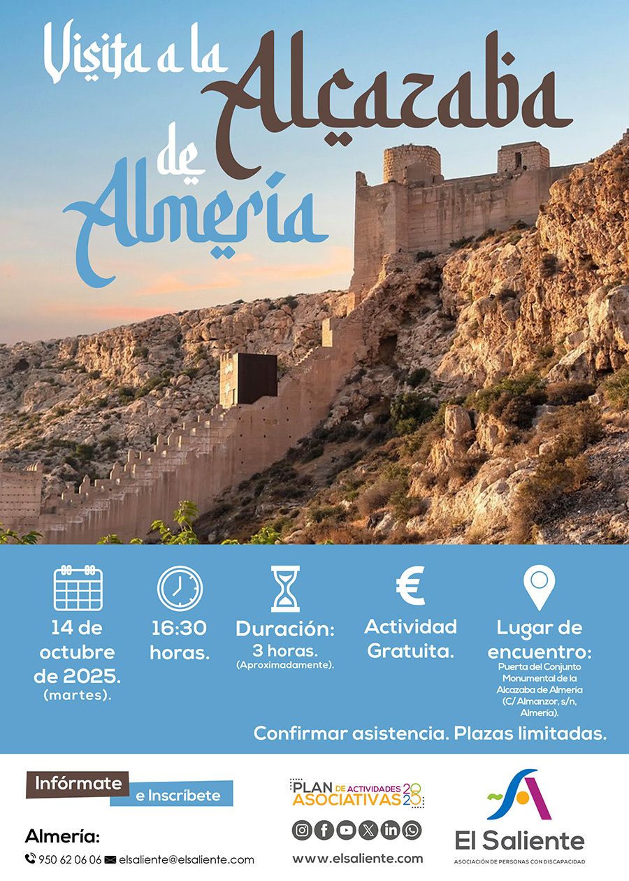 El Saliente actividades: Visita a la Alcazaba de Almería. 14 de octubre de 2025