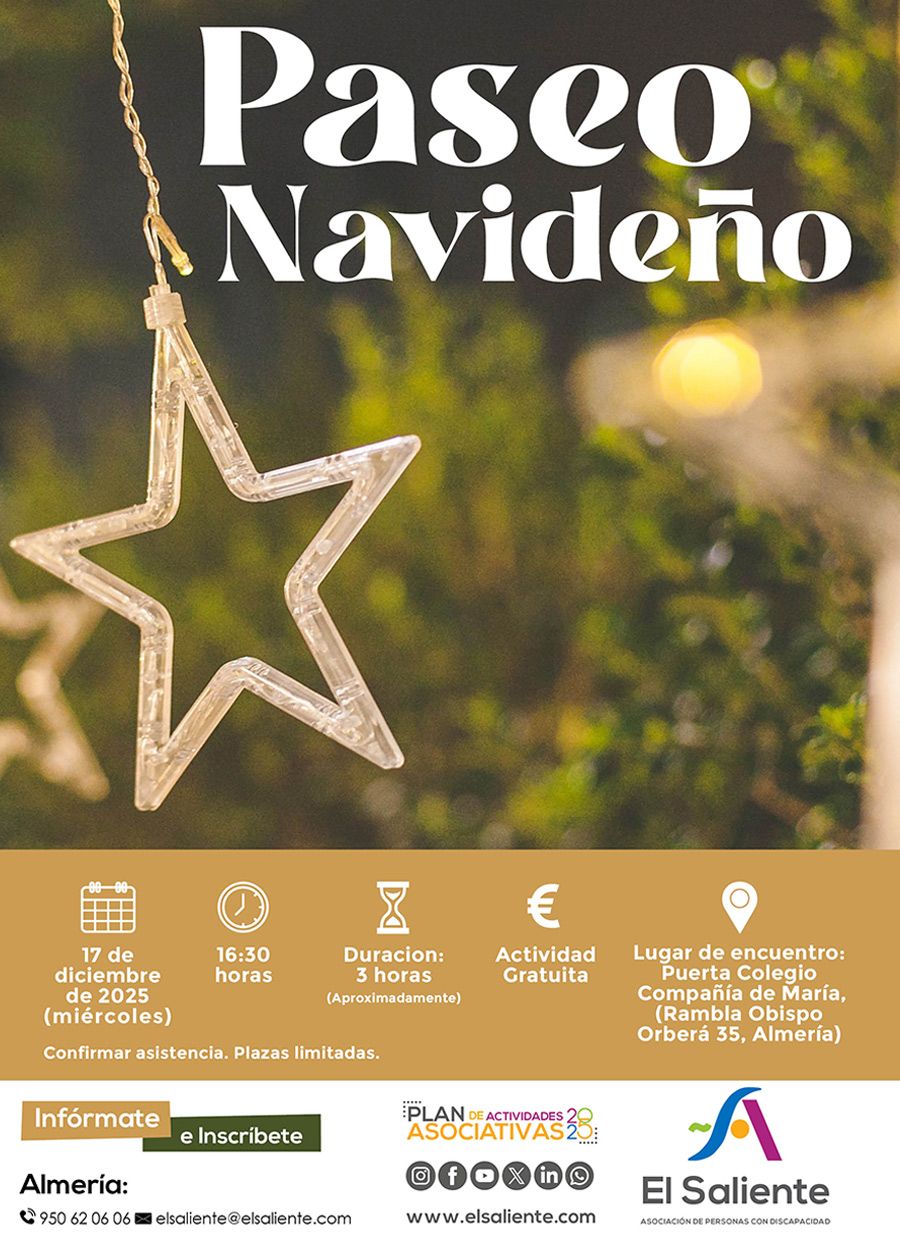 El Saliente actividades: Paseo Navideño en Almería. 17 de diciembre de 2025