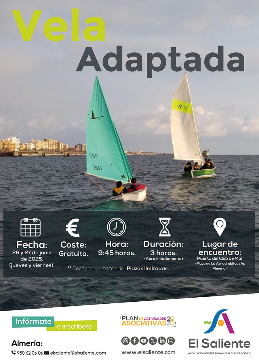 El Saliente actividades: Vela Adaptada. 26 y 27 de junio de 2025 