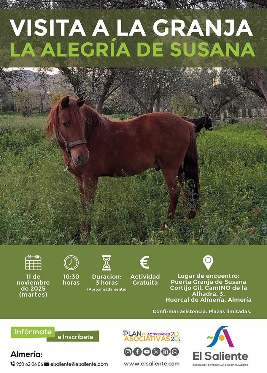 El Saliente actividades: Visita a la Granja La Alegría de Susana. 11 de noviembre de 2025
