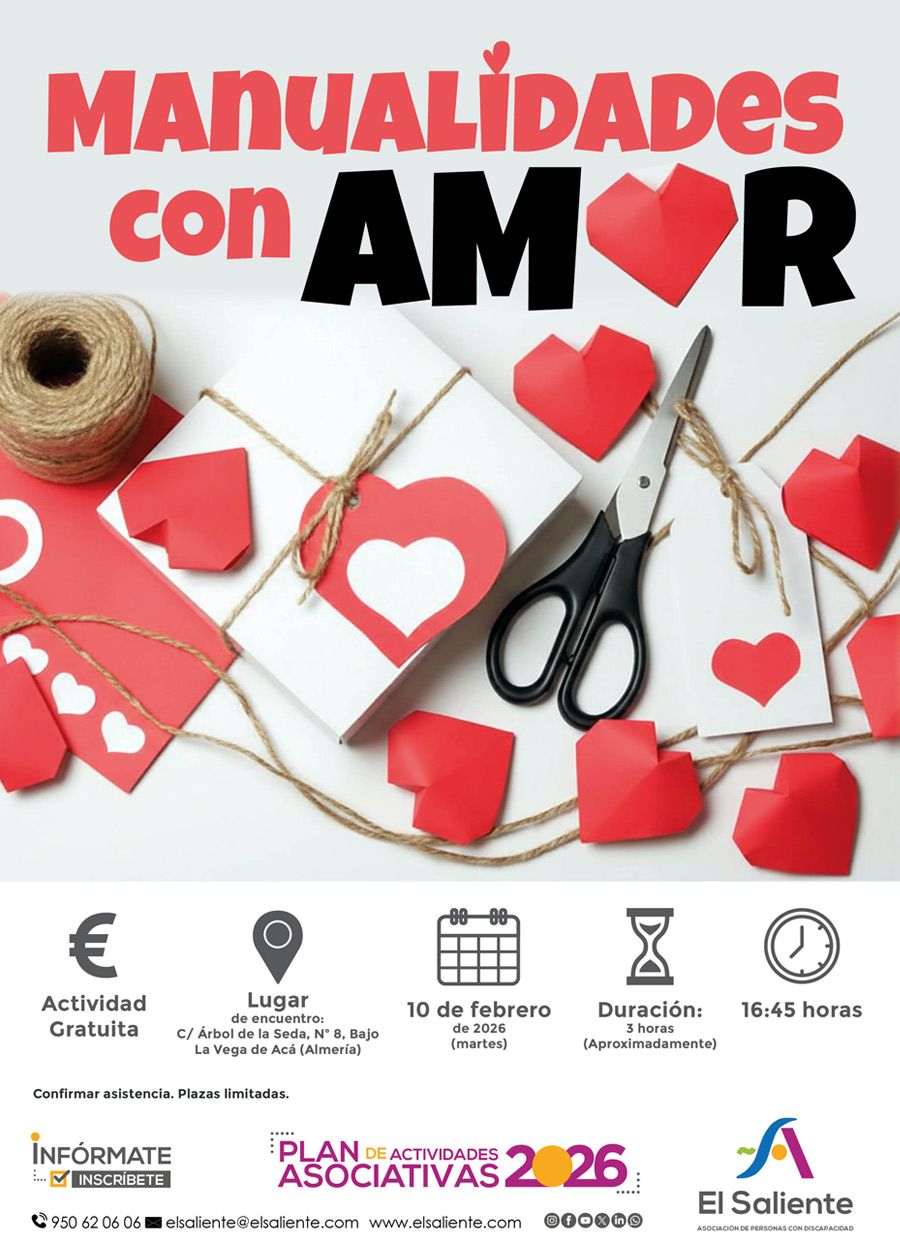 El Saliente actividades: Manualidades con Amor. 10 de febrero de 2026