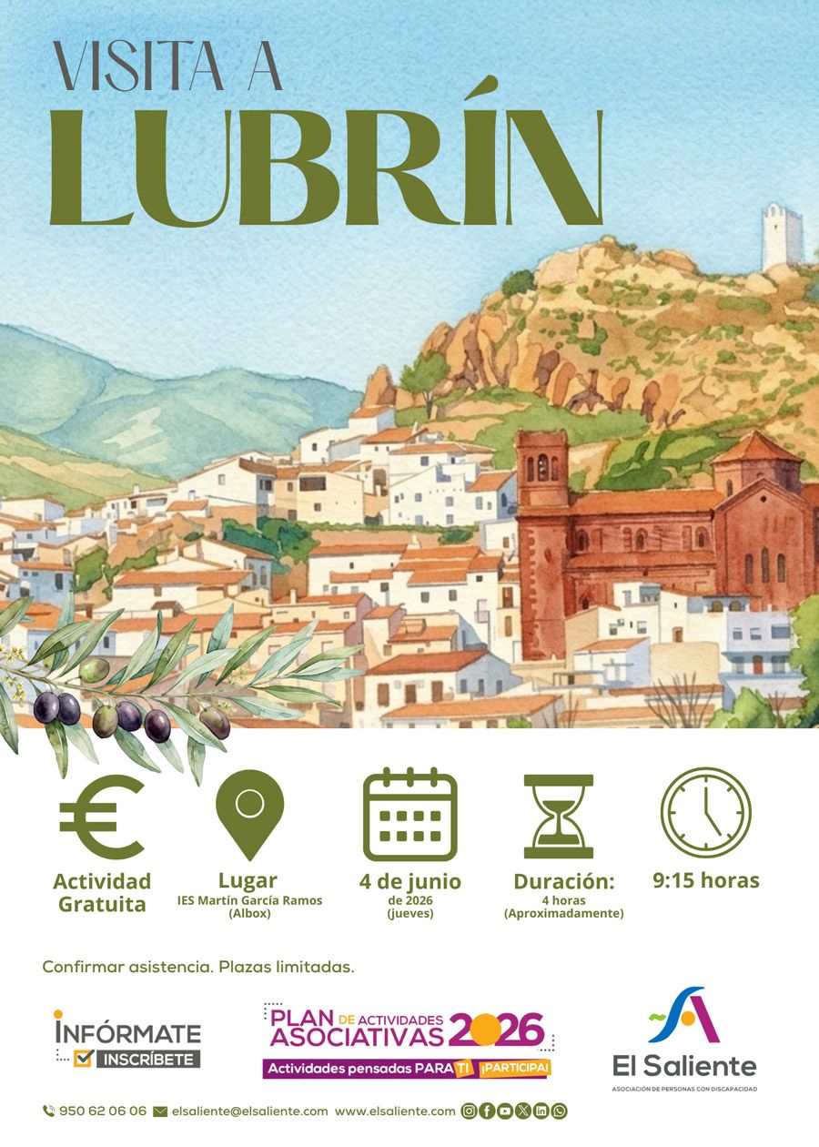 El Saliente actividades: Visita a Lubrín. 4 de junio de 2026