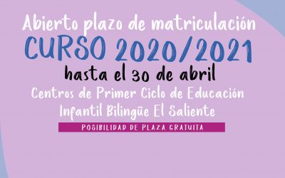 Abierto el plazo de matriculación en Centros de Primer Ciclo de Educación Infantil