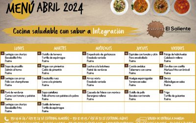 Menú Catering El Saliente del mes de abril