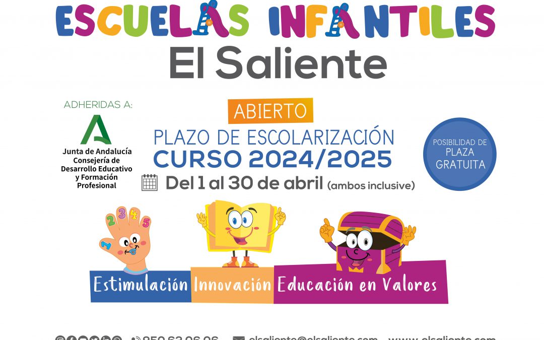 Abierto el plazo de escolarización en las Escuelas Infantiles El Saliente